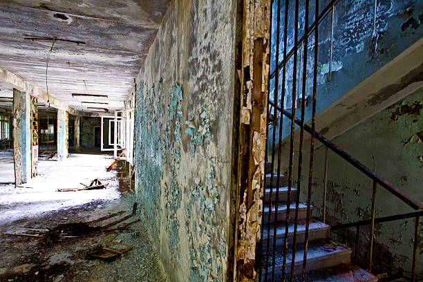 istock Exclusion Zone. Chernobyl. Pripyat. Ukraine. Abandoned school 590069774