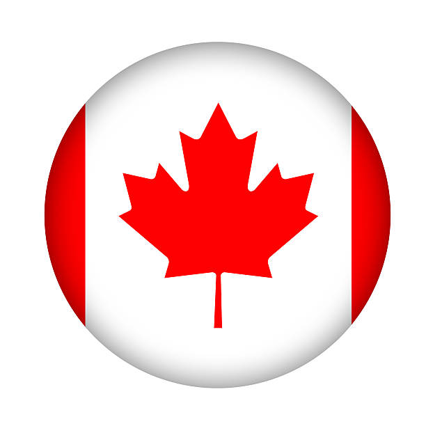 Canada flag button Canada flag button isolated on a white background. canadian flag maple leaf computer icon canada stock illustrations