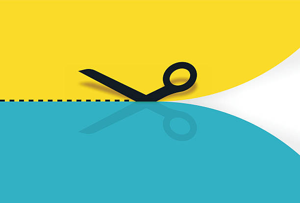schere schneiden von papier - schere stock-grafiken, -clipart, -cartoons und -symbole