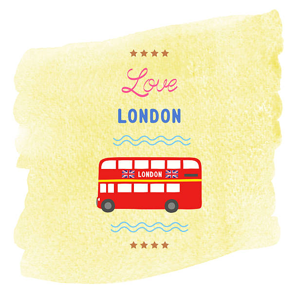 istock Love London card with yellow watercolor background 590073950