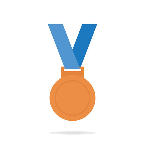 bronze medal  - trophy third place isolated on white metallic stock illustrations