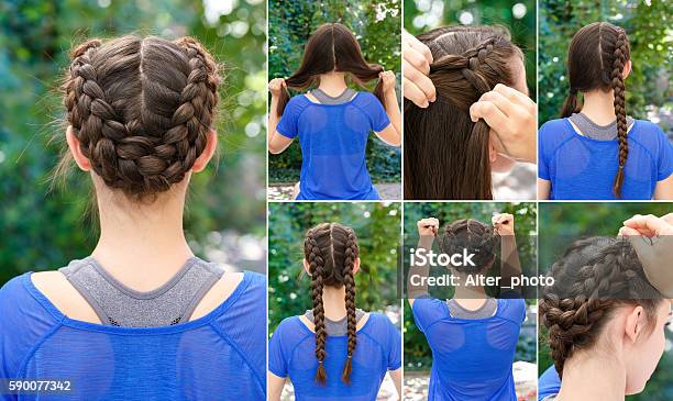 Hairstyle Plaits For Sports Stock Photo - Download Image Now - Braided Hair,  Tutorial, Women - iStock