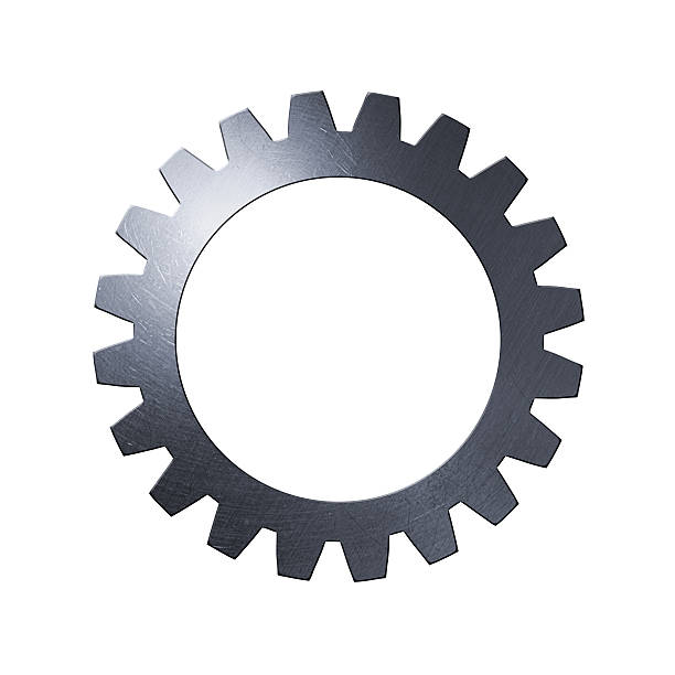istock metal gear on isolated white background. 590078662