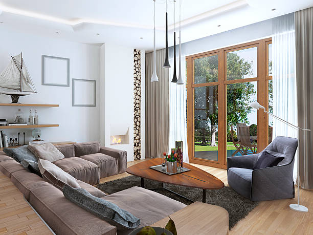 istock Living room with a large corner sofa 590079054