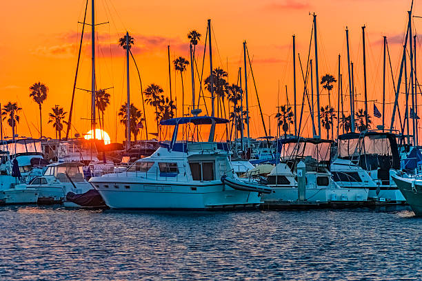 Sunset Harbor with recreational boats at Oceanside, CA(P) Sunset Harbor With Recreational Boats At The City of Oceanside, Calif. marina california stock pictures, royalty-free photos & images