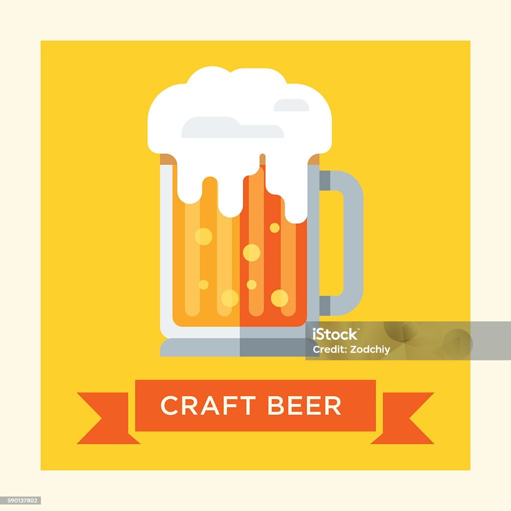 The craft beer glass Good idea for invitation card, flyers, banners, other advertisement of flat design vector illustration. Octoberfest idea, festival theme.  Trendy style. Good colors. Advertisement stock vector