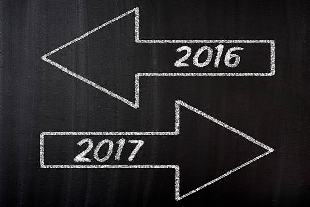 istock New year concept with white chalk on a blackboard. 590140776