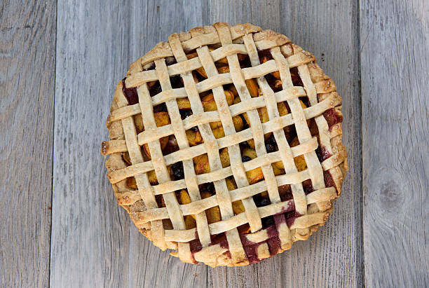 istock Peach and Blueberry Lattice Pie 590140806