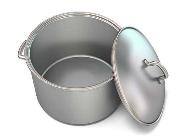 istock Steel cooking pot, opened. 3D 590141086