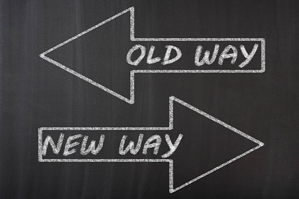 istock Old Way Or New Way written on a blackboard 590141378