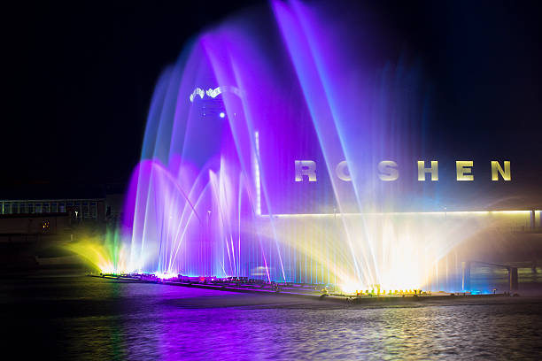 Fuintains of Vinnytsia Vinnytsia, Ukraine - May 1, 2016: Beautiful night performance of colorful fountains in Vinnitsa, Ukraine vinnytsia stock pictures, royalty-free photos & images