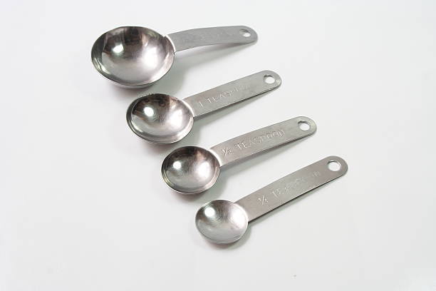 istock Steel measuring spoons on white background 590143364
