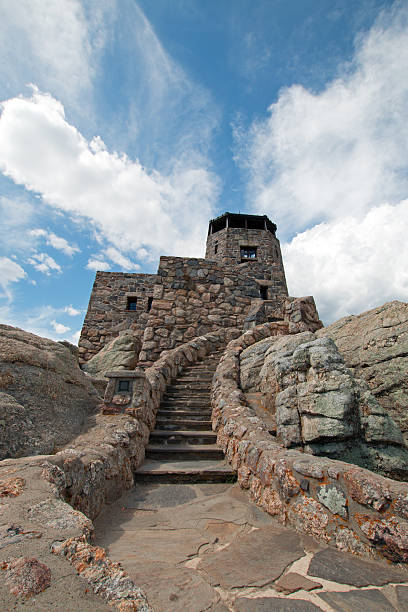 istock Harney Peak Fire Lookout Tower stone staircase in Custer SP 590144034