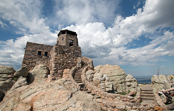 istock Harney Peak Fire Lookout Tower stone staircase in Black Hills 590144234