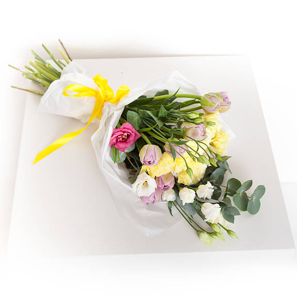 istock Close up of flower bouquet on white background 590144362