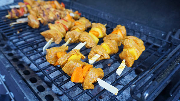 istock Chicken kebab skewers BBQ 590144664