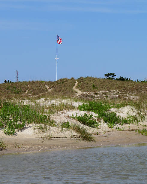 istock US flag flies over Fort Macon 590145922