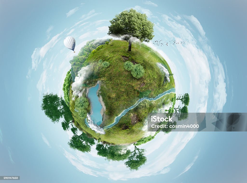 green planet small planet Planet - Space Stock Photo