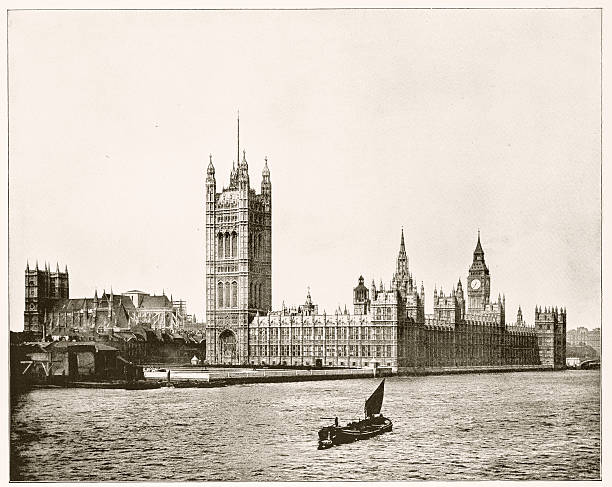 istock Big Ben and Parlament, London in 1880s 590149578
