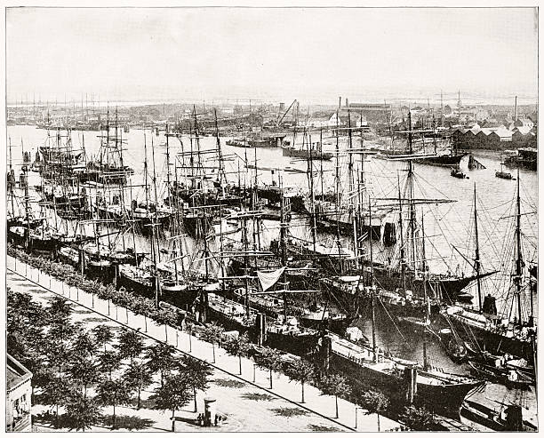istock Harbor of Hamburg, Germany in 1880s 590149624