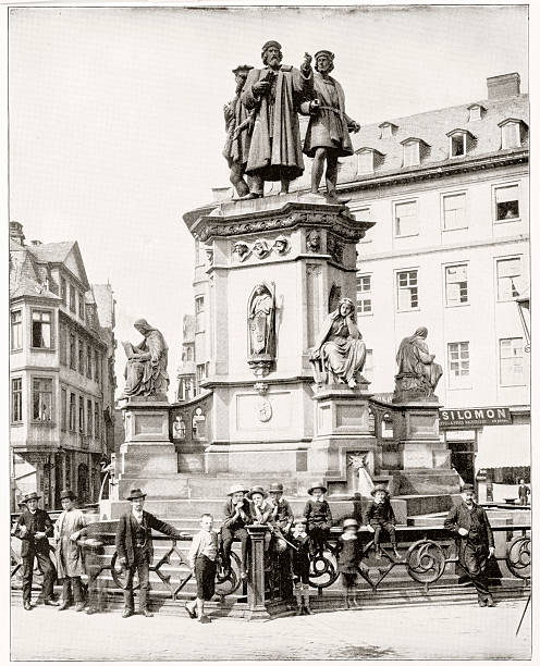 istock Gutenberg Monument in Frankfurt, Germany in 1880s 590149640