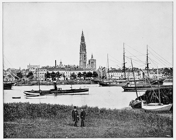 istock Quays of Antwerp, Belgium in 1880s 590150166