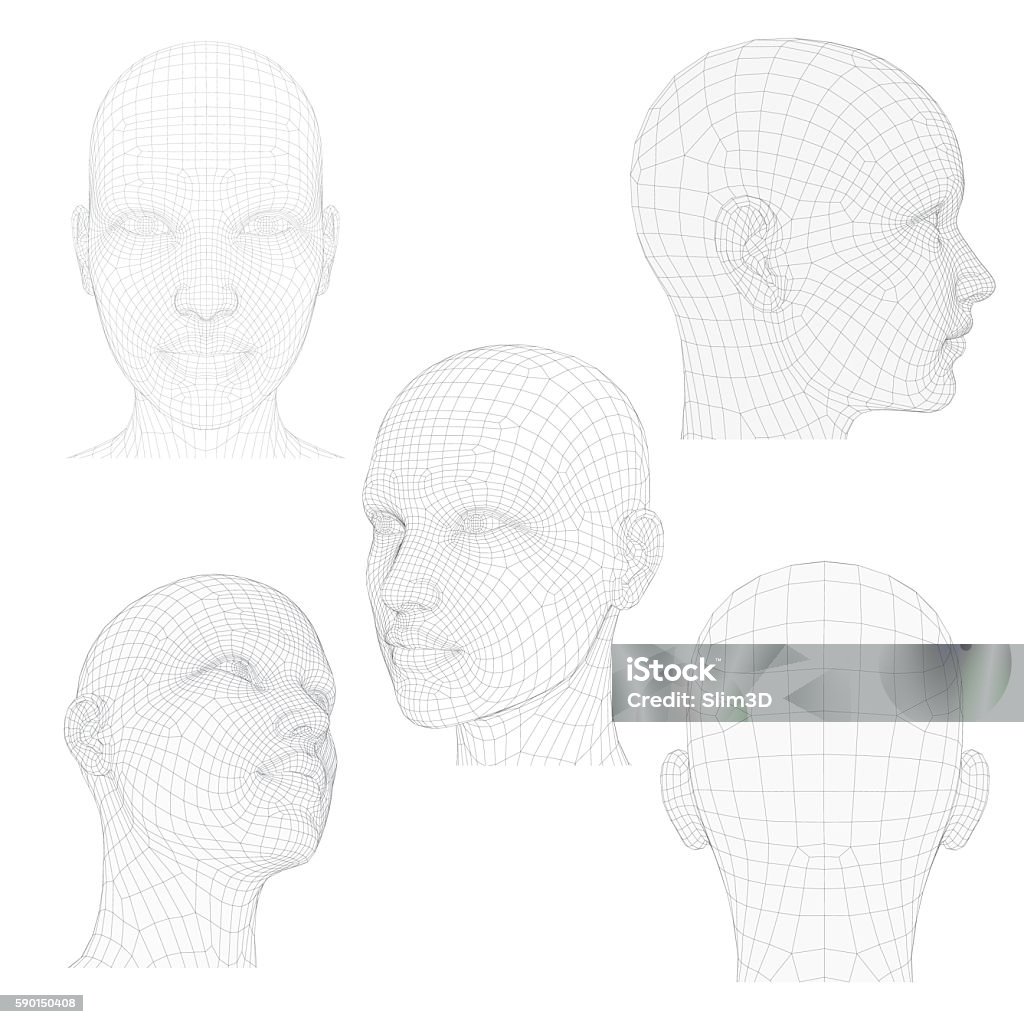 Kopf eines Mädchens - Lizenzfrei Dreidimensional Vektorgrafik