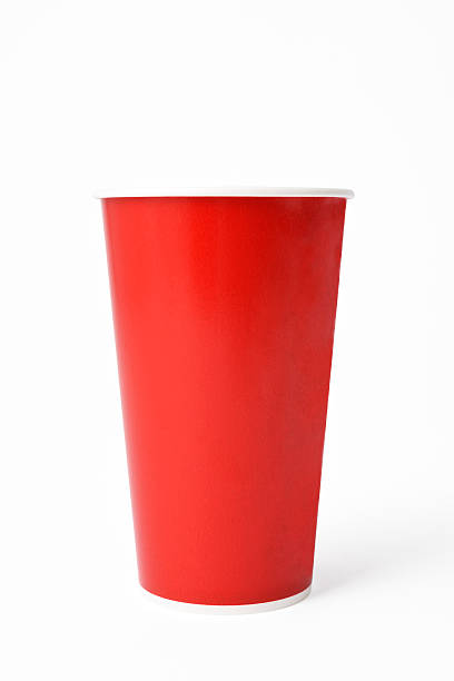 istock Isolated shot of red disposable paper cup on white background 590154812
