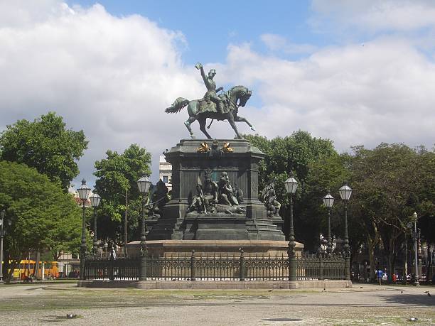 Rio de Janeiro Equestrian Statue of Dom Pedro I, Brazil stock photo
