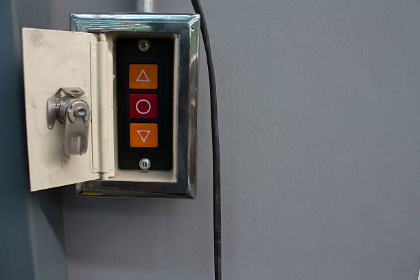 istock Push the button to turn on or off the door. 590159766