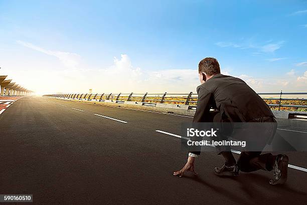 Asian Business Man Ready To Run Stock Photo - Download Image Now - Beginnings, Business, Running