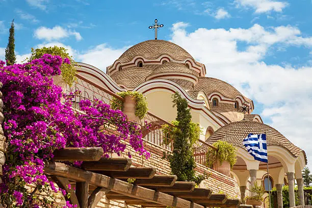 View of Monastery of Archangel Michael, Thassos island, Greece