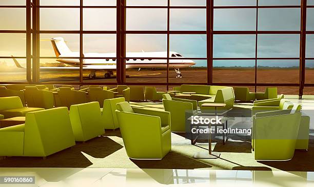 Green Sofa On The Luxury Airport Lobby Stock Photo - Download Image Now - Airport, Luxury, Airport Departure Area