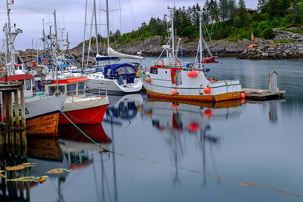 Harbor at night stock photo