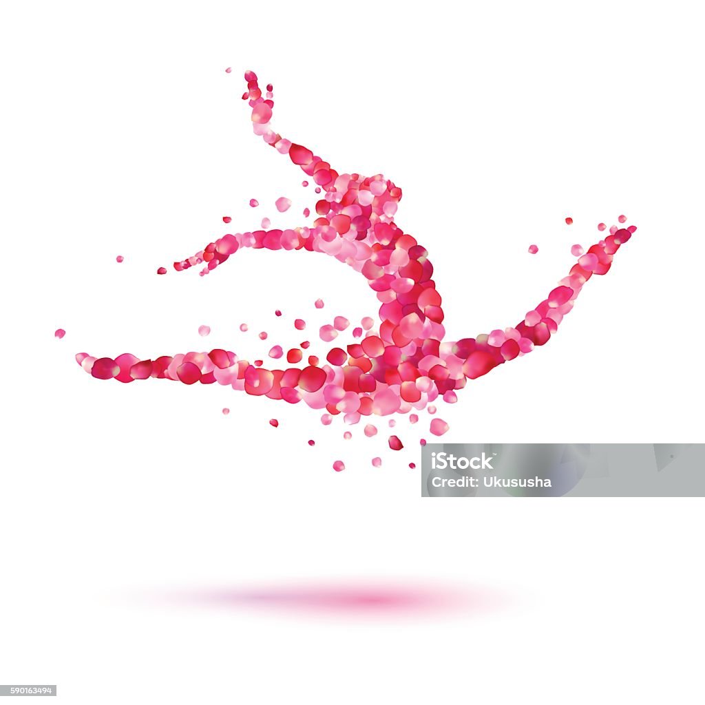 Ballerina silhouette of pink rose petals Vector ballerina silhouette of pink rose petals Gymnastics stock vector
