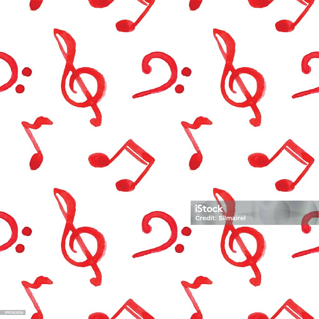 Notes Red Design Red Notes Treble Bass Clef Music Seamless Pattern Vector Stock ...