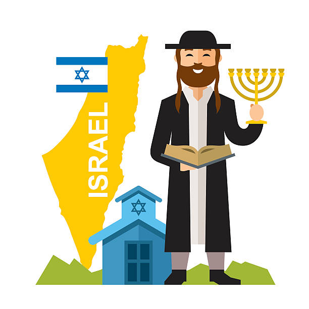 ilustrações, clipart, desenhos animados e ícones de vetor israel country concept. estilo plano colorido ilustração de desenho animado. - yiddish