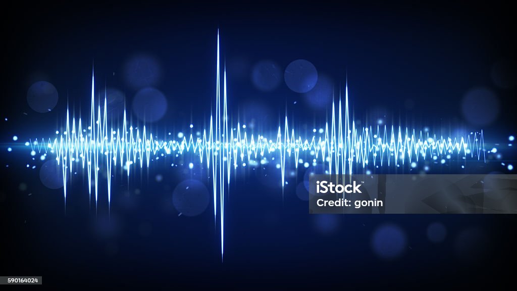 blue audio waveform background blue audio waveform. computer generated technology background Noise Stock Photo