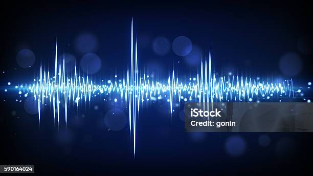 Blue Audio Waveform Background Stock Photo - Download Image Now - Noise, Wave Pattern, Technology