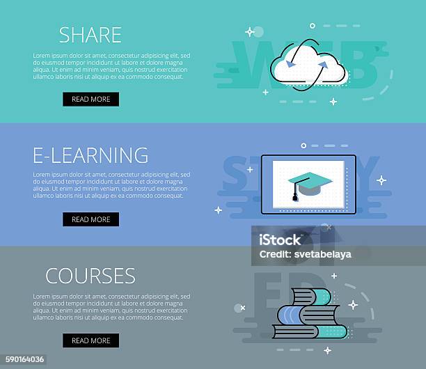 Share Elearning Courses Vector Banners Template Set Stock Illustration ...