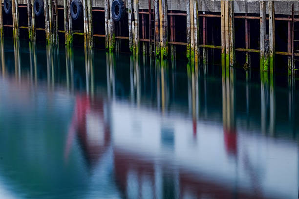 Pier by midsummer night stock photo