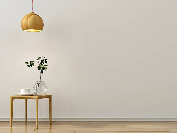 istock Stylish wooden table and a chandelier 590165390