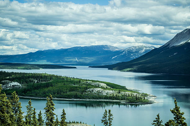 Scenic Lake Winding through Alaska mountains