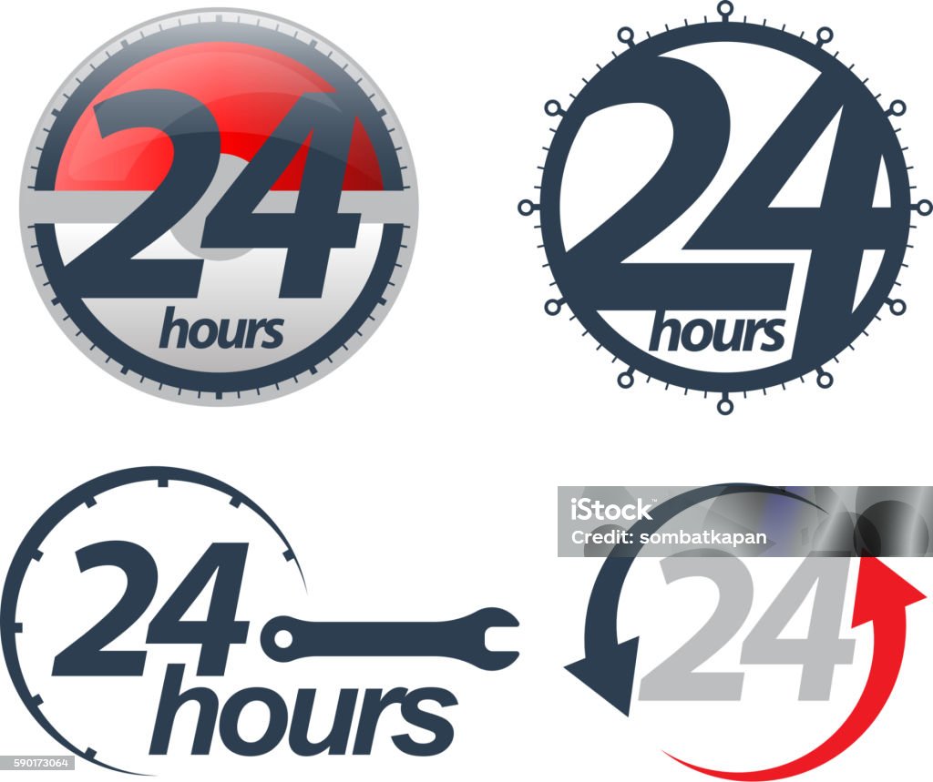 Vector 24 hours icons set. Vector 24 hours icons set. Vector illustration. 20-24 Years stock vector