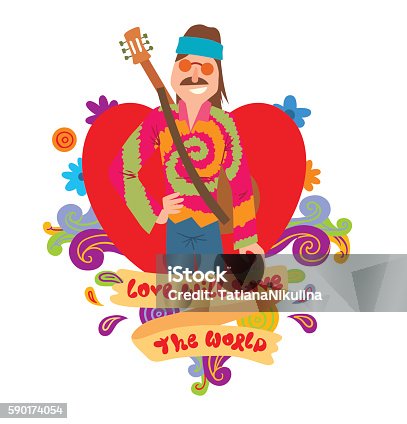 istock Heart frame, man hippie with brown hair and mustache 590174054