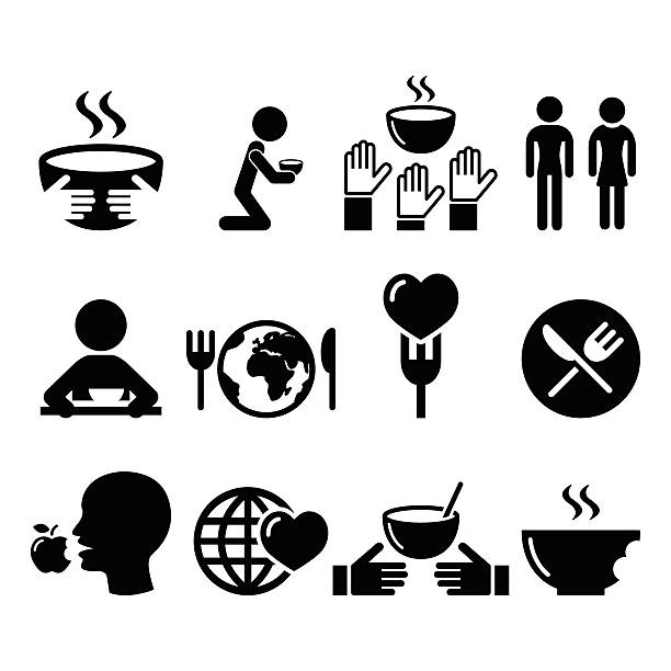 голод, голод, бедность иконы набор - есть stock illustrations