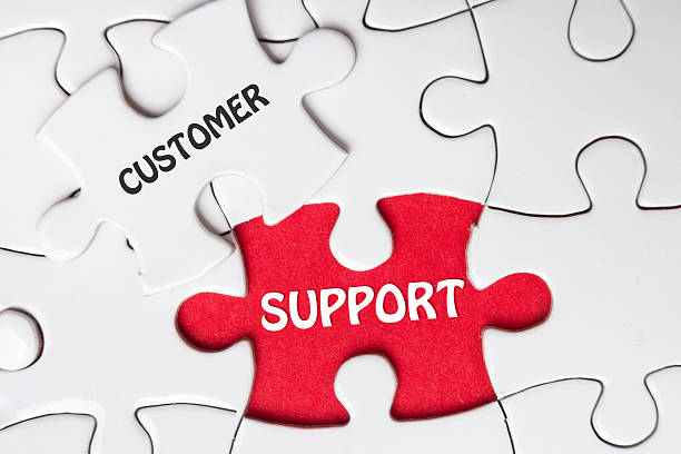istock Customer Support text on missing puzzle - business and finance 590179548