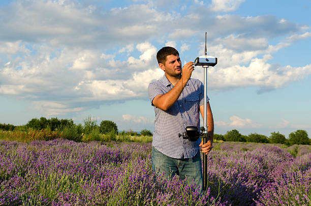 istock Horizontal shot of land surveying work 590180124