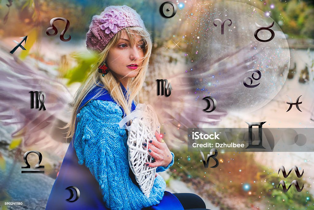 Astrology, twelve zodiac signs, the woman in esoterics Decoration Stock Photo