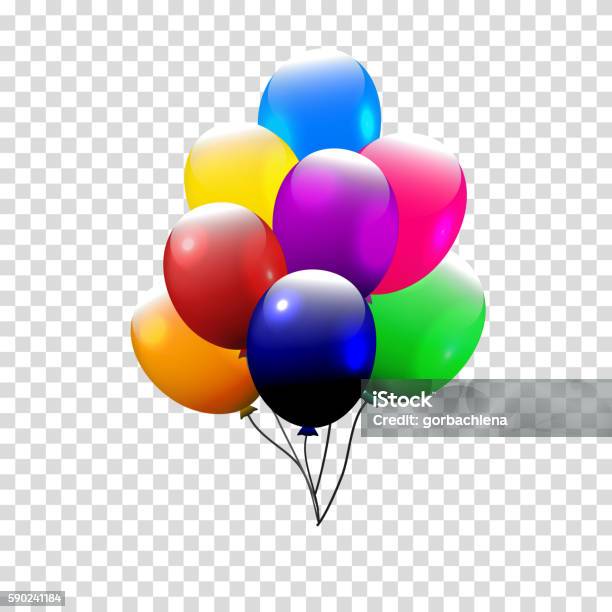 Festive Balloons Real Transparency Vector Illustration 3d Illustrator Stock Illustration - Download Image Now